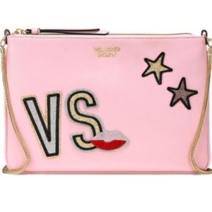 Victoria’s Secret Patch Sleek Slim Crossbody Pink Patchwork NEW